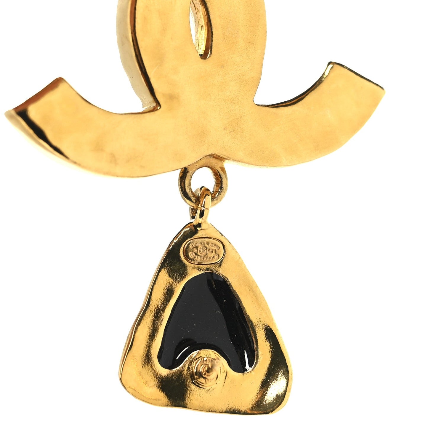 Resin CC Drop Earrings Gold Black