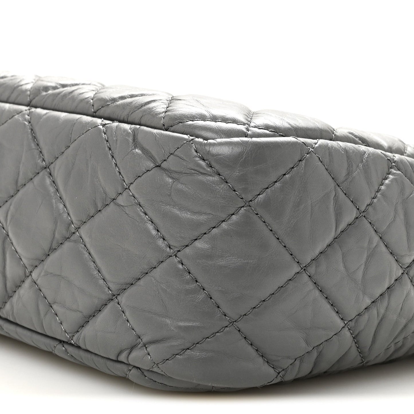 Aged Calfskin Quilted Large Reissue Camera Case Grey