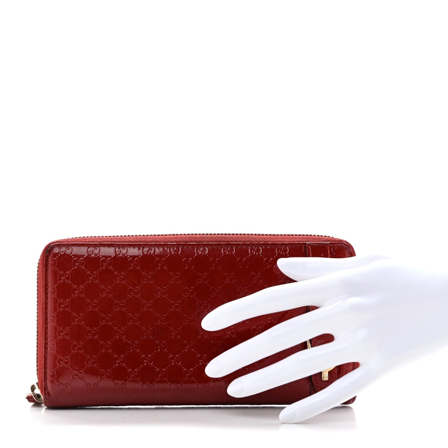 Patent Microguccissima Zip Around Wallet Rose Bed