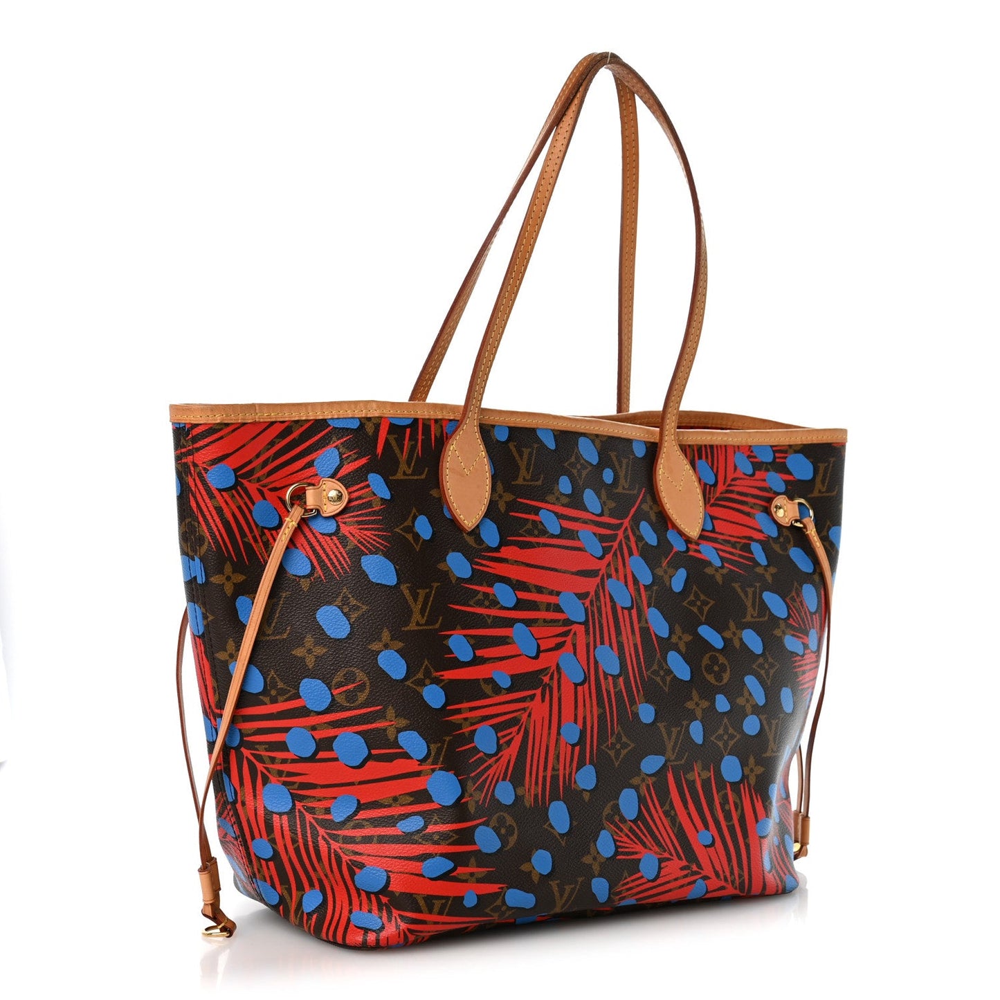 Monogram Jungle Dots Neo Neverfull MM Coquelicot Denim
