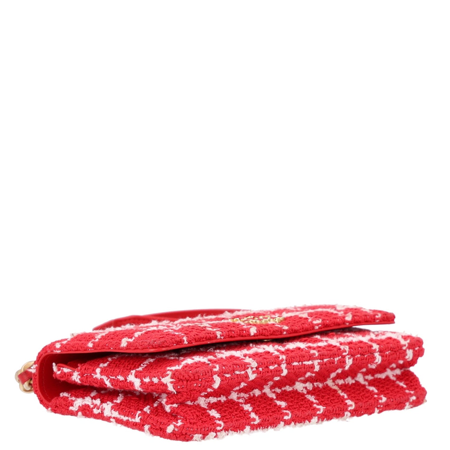 Tweed Quilted Chanel 19 Wallet On Chain WOC Red White