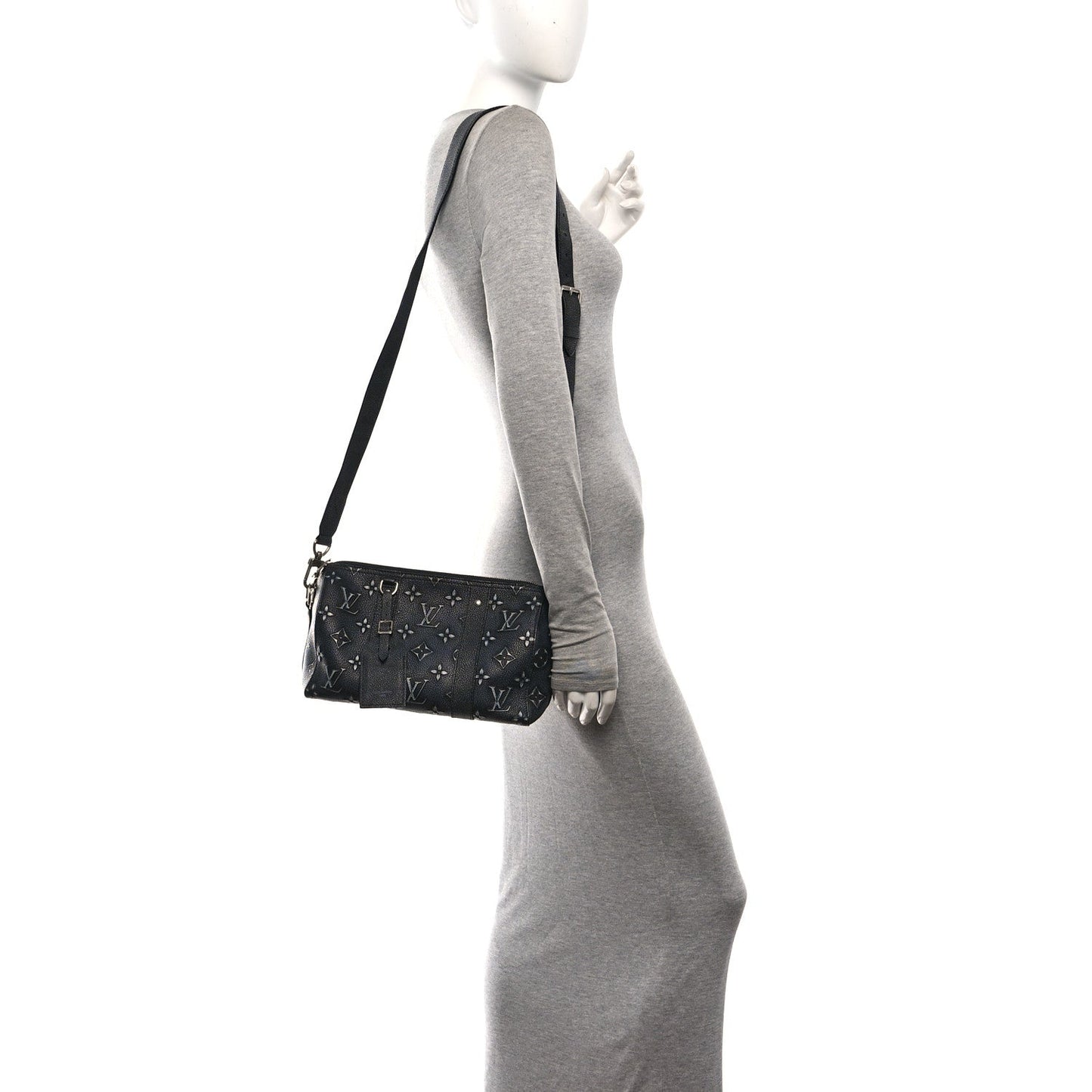 Cowhide Faded Monogram City Keepall Charcoal