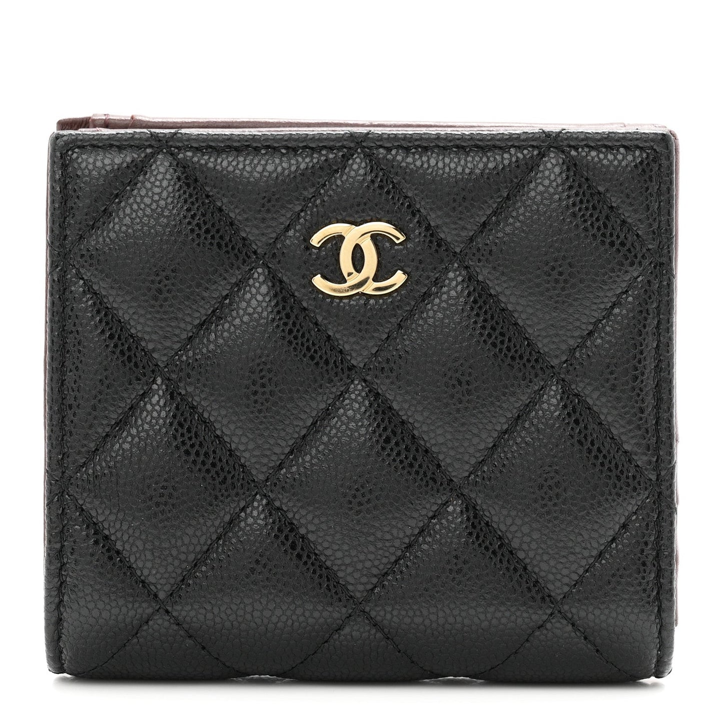 Caviar Quilted Compact Bifold Wallet Black