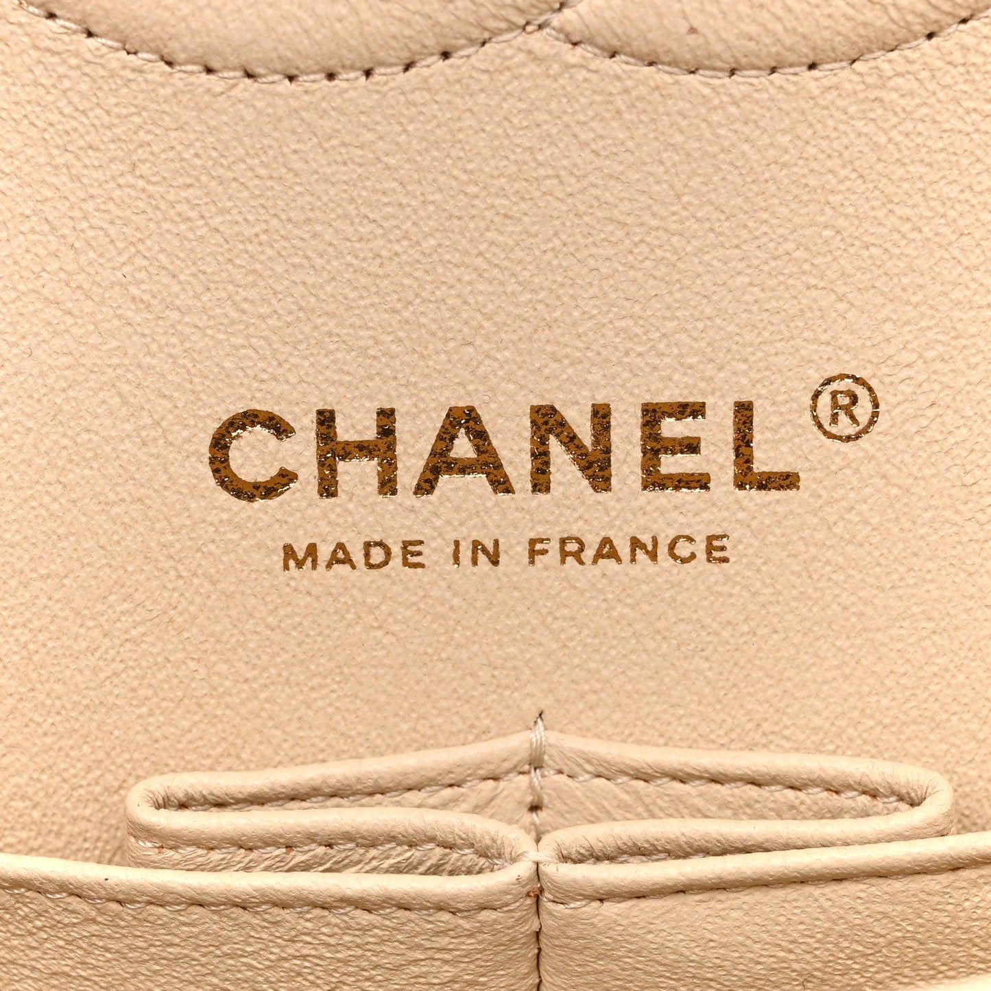 Caviar Quilted Medium Double Flap Light Beige