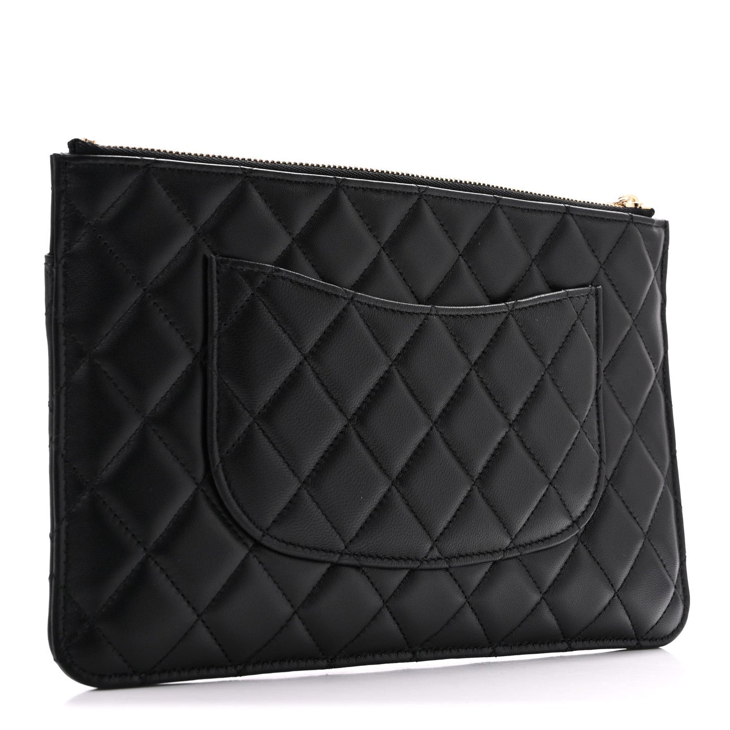 Lambskin Quilted Sunset Boulevard Pouch Case Black Pink