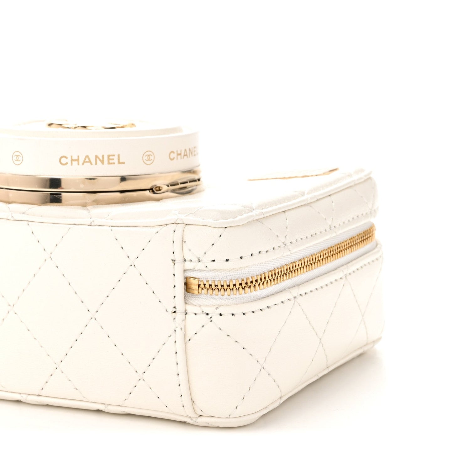 Lambskin Quilted Coco Click Bag White