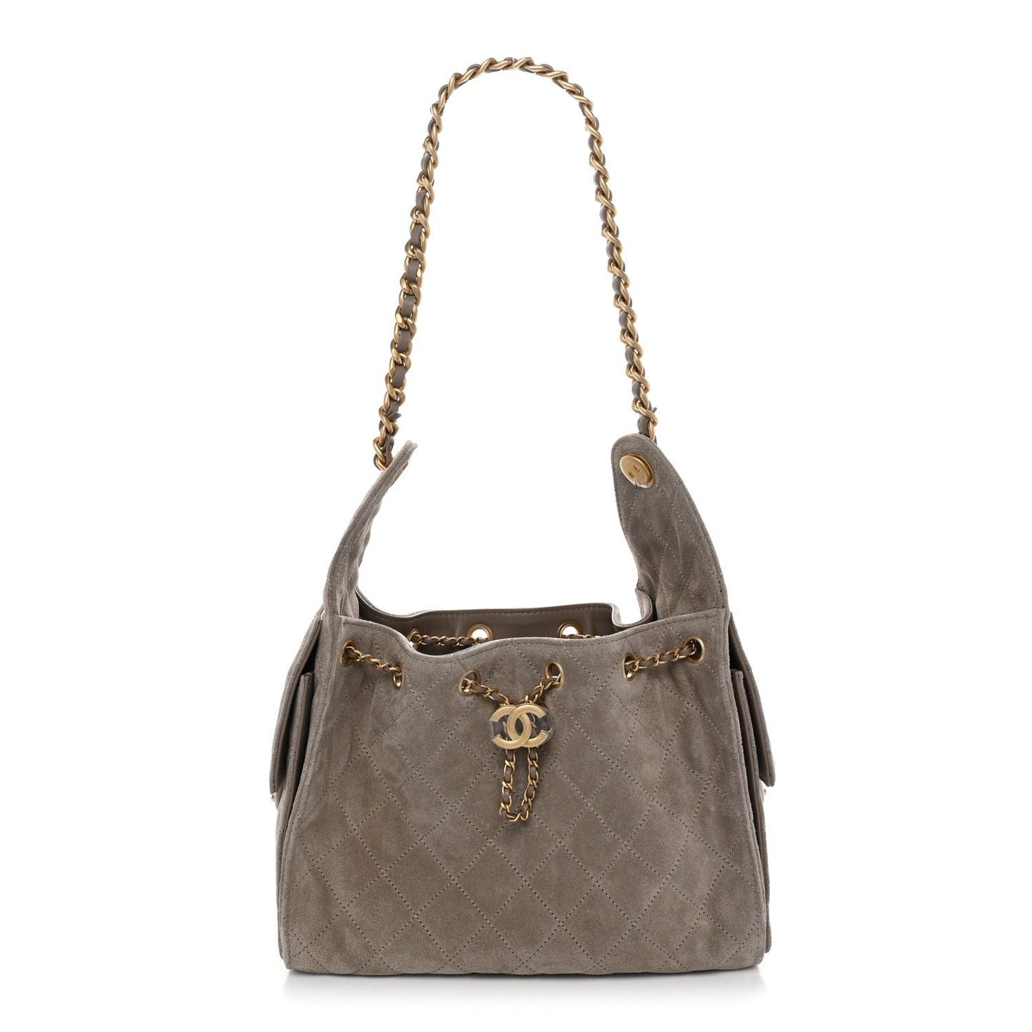 Suede Quilted Small Chanel 25 Handbag Dark Grey