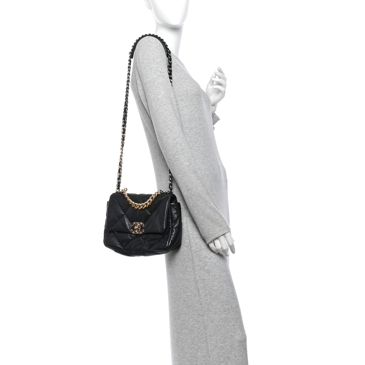 Lambskin Quilted Medium Chanel 19 Flap Black