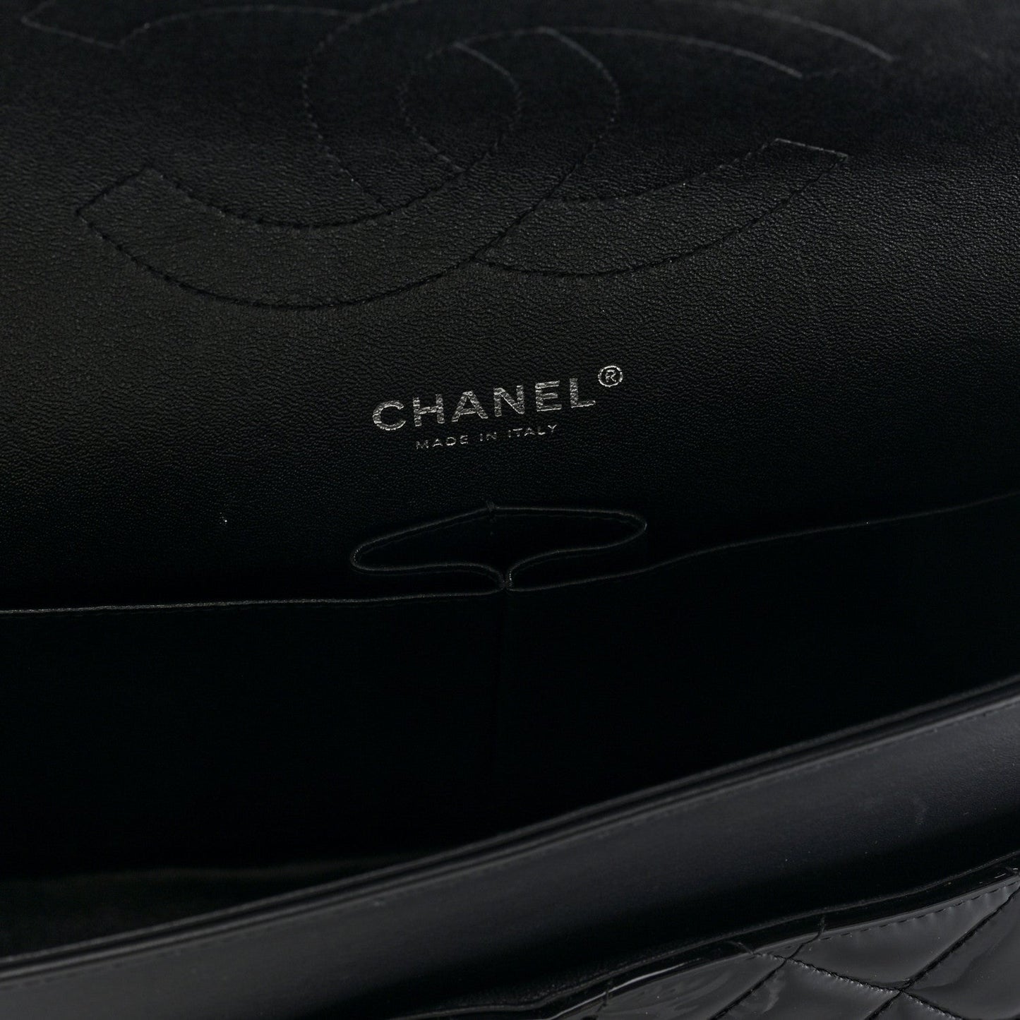 Patent Quilted Jumbo Double Flap Black