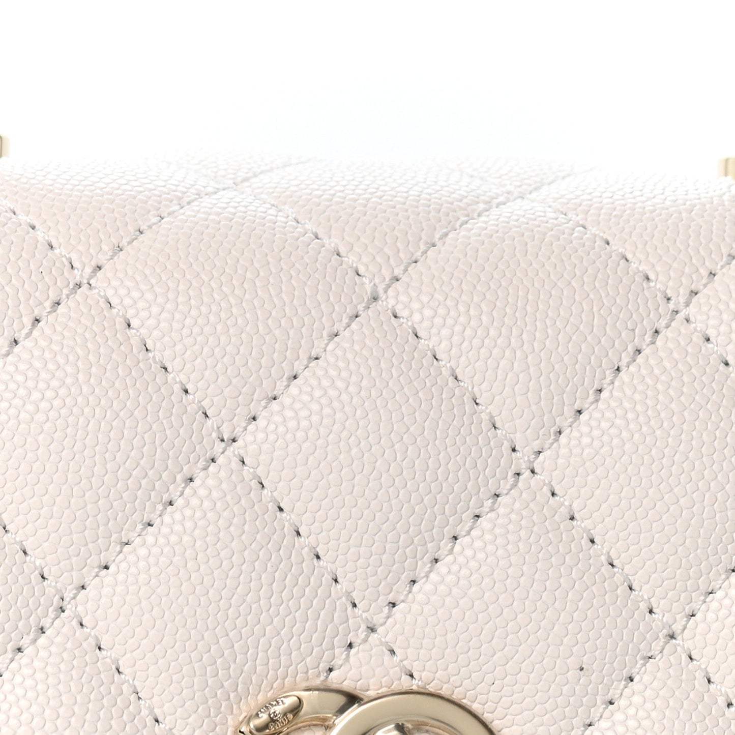 Caviar Quilted Mini Coco Handle Flap White
