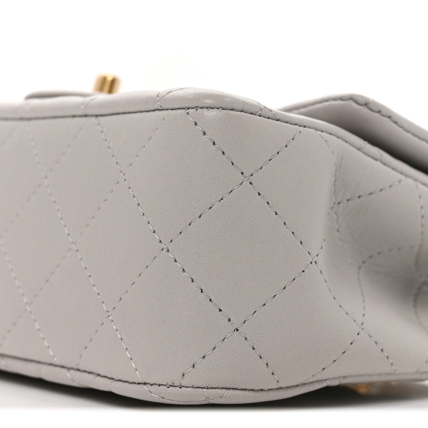 Lambskin Quilted Mini Top Handle Rectangular Flap Grey