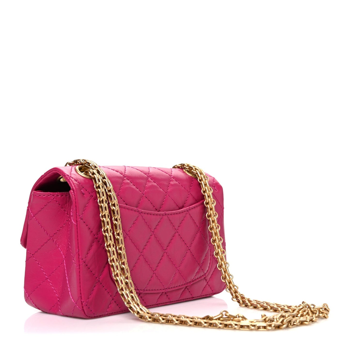 Aged Calfskin Quilted 2.55 Reissue Mini Flap Fuchsia