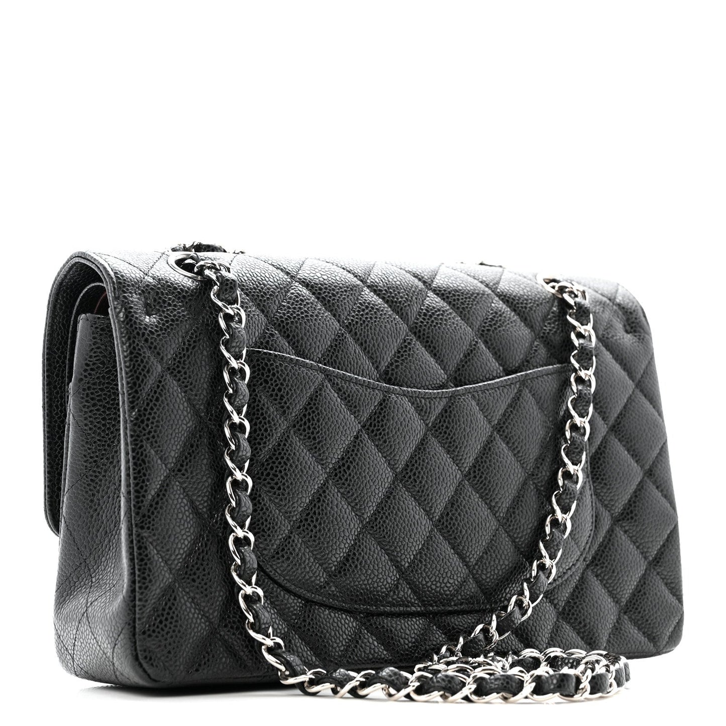 Caviar Quilted Medium Double Flap Black