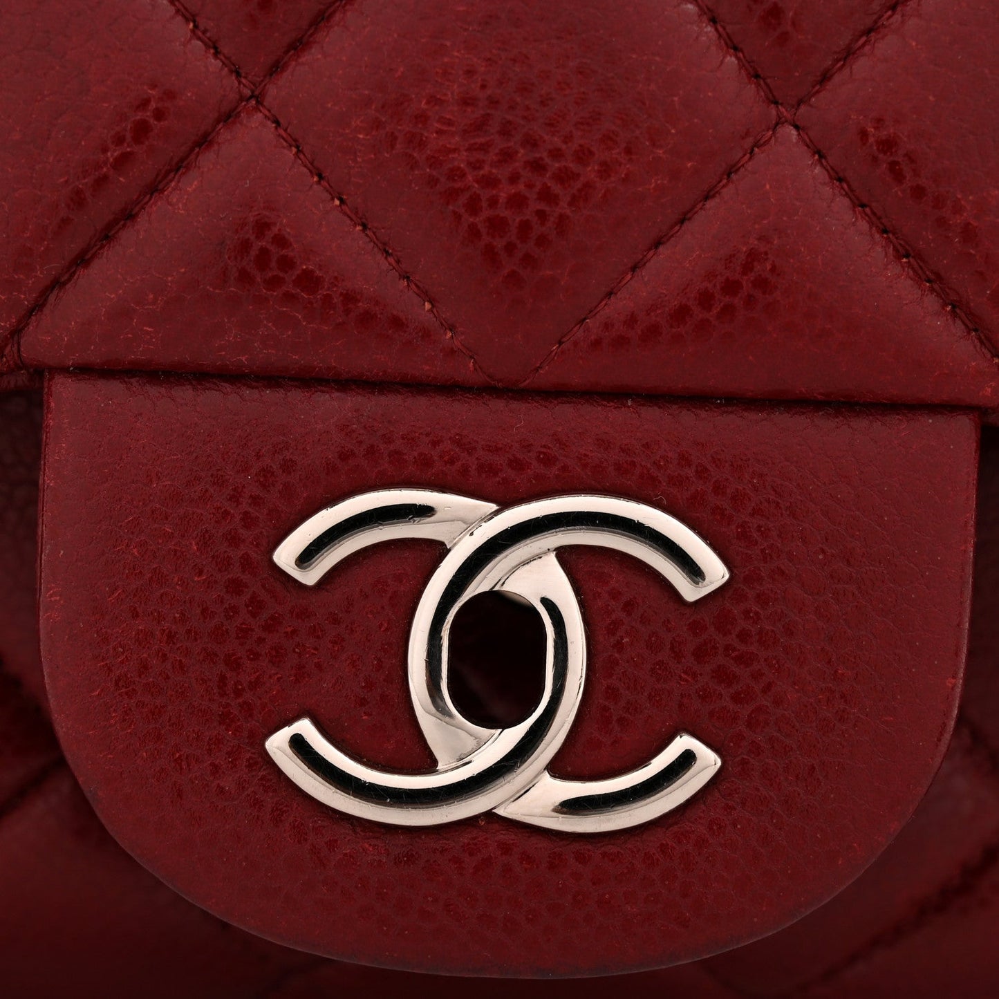 Caviar Quilted Jumbo Double Flap Dark Red