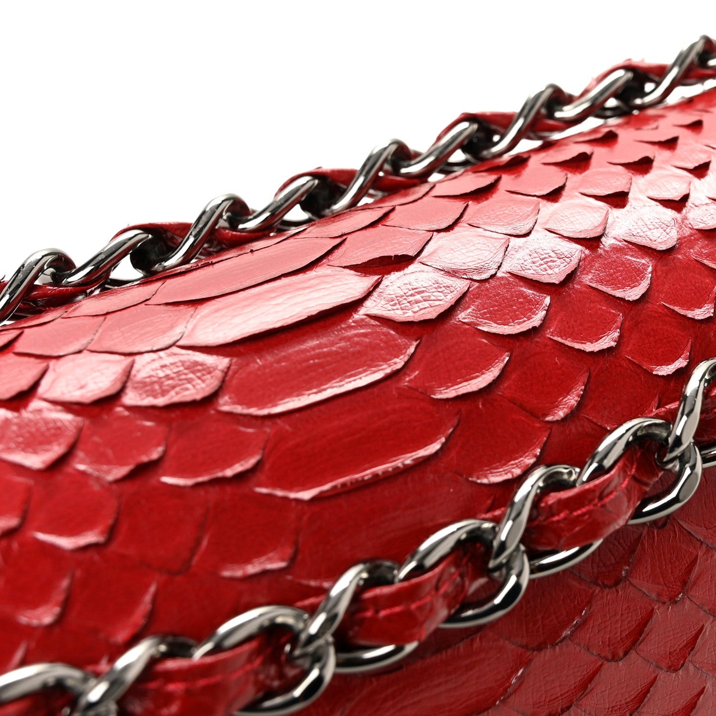 Snakeskin Jumbo Double Flap Red