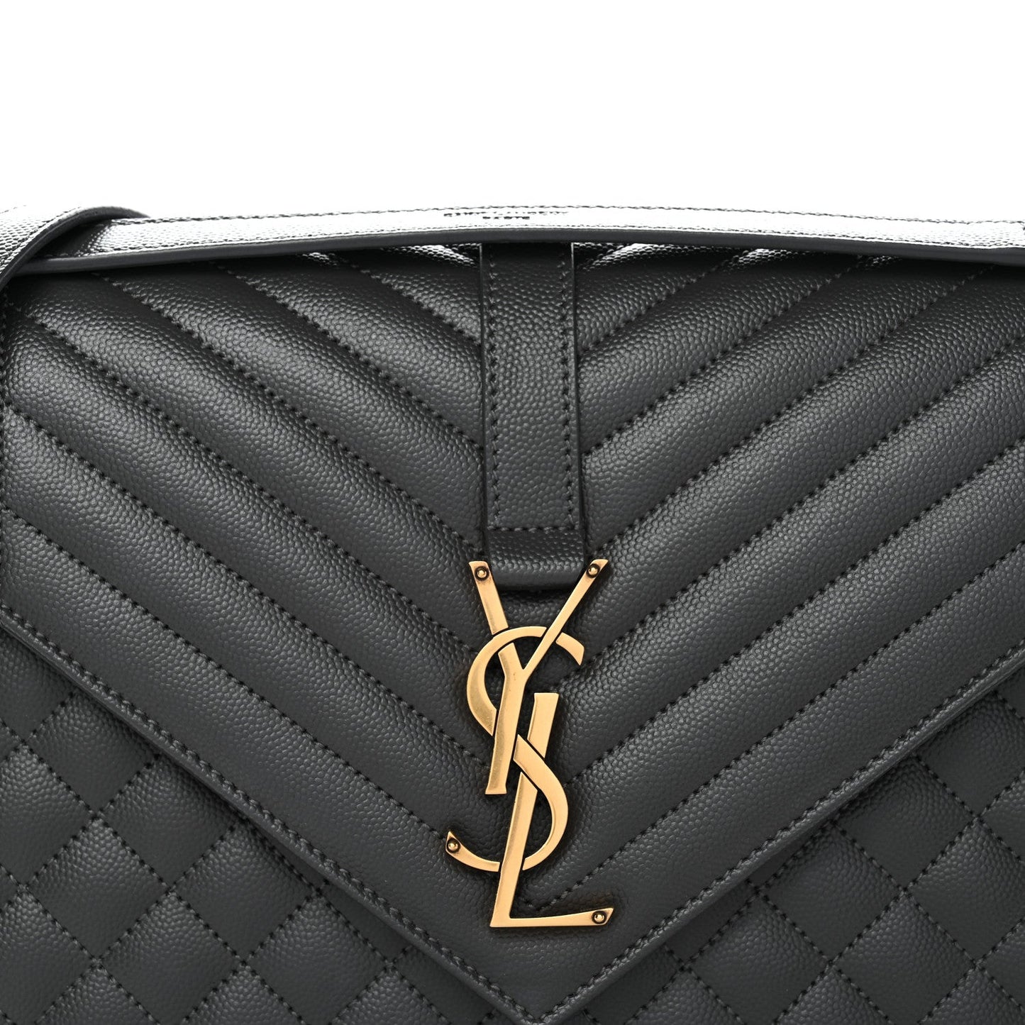 Grain De Poudre Textured Mixed Matelasse Large Triquilt Monogram Satchel Storm