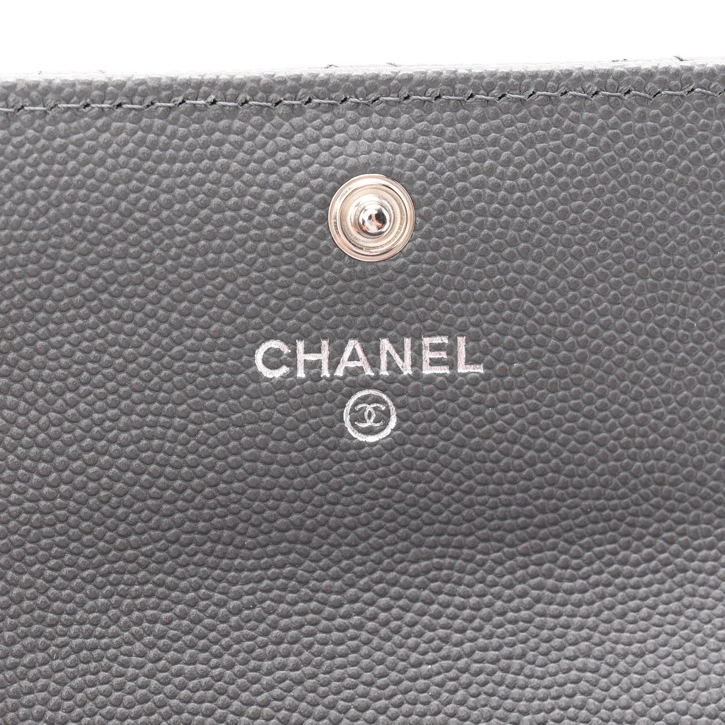 Shiny Caviar Enamel Quilted CC Flap Card Holder Grey