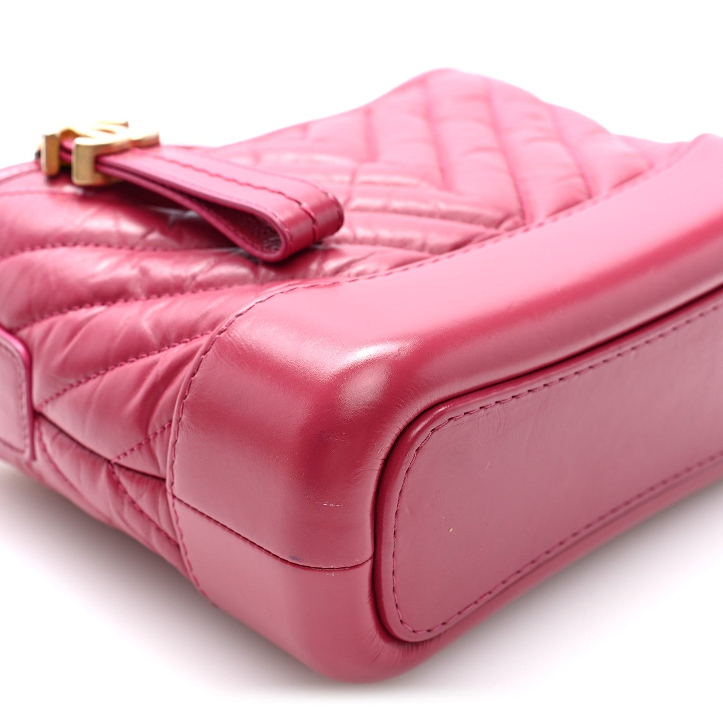 Aged Calfskin Chevron Quilted Small Gabrielle Hobo Dark Pink