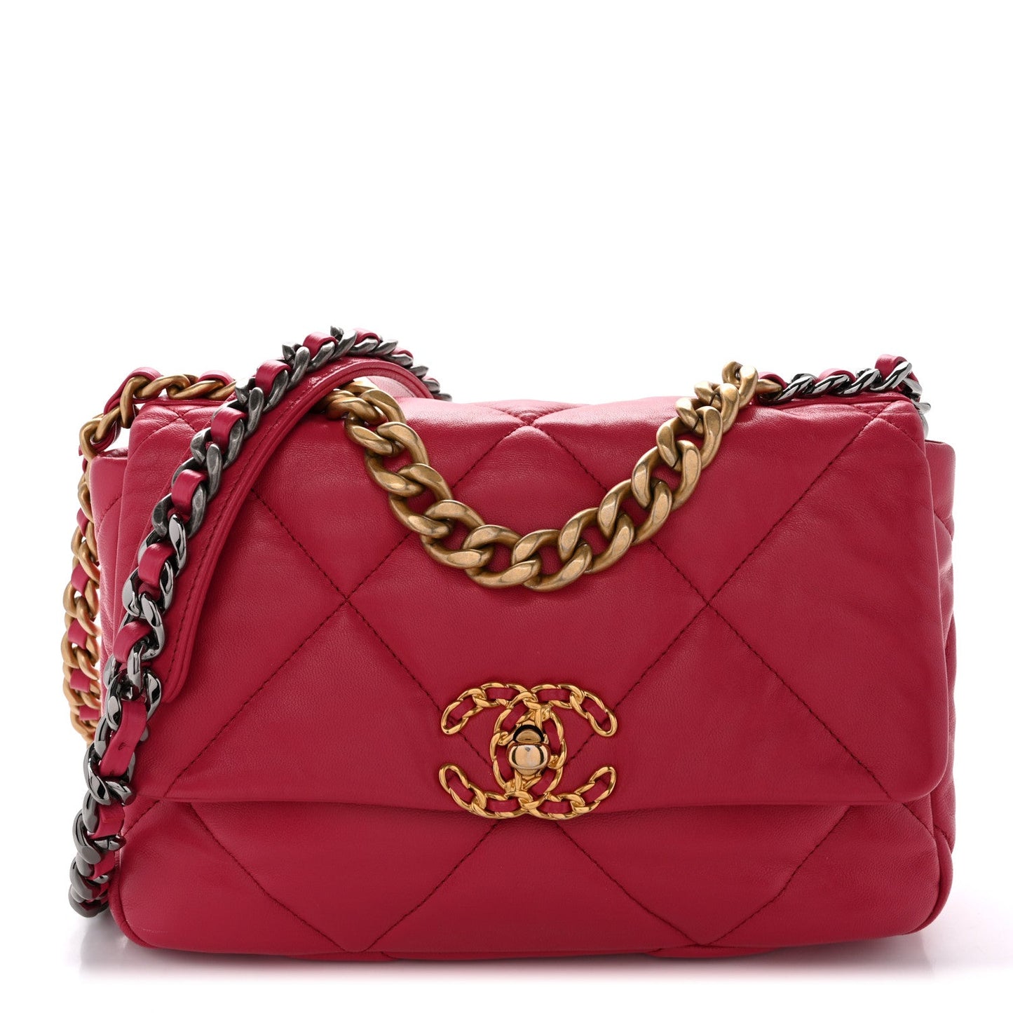 Goatskin Quilted Medium Chanel 19 Flap Pink