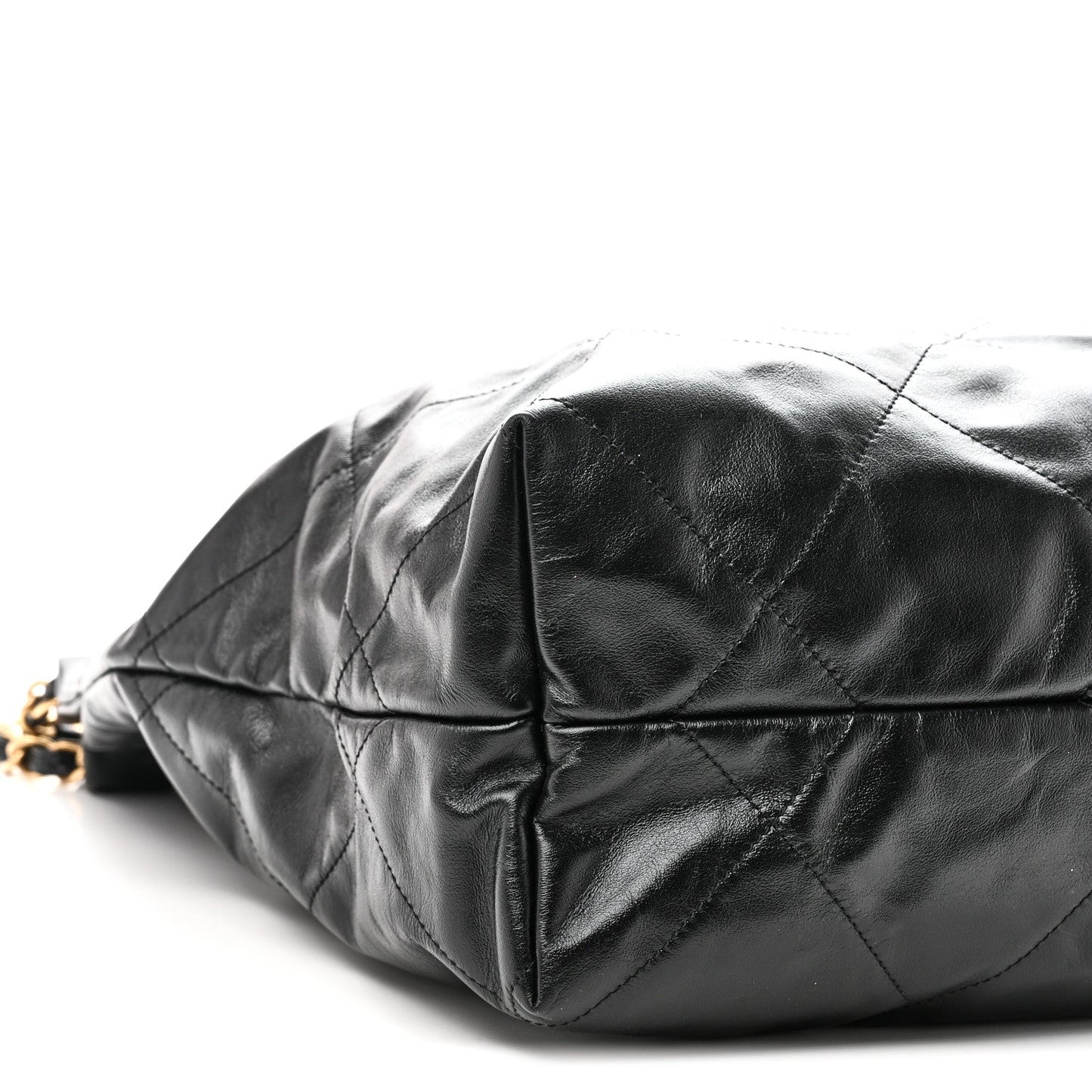 Shiny Calfskin Quilted Large Chanel 22 East West  Black