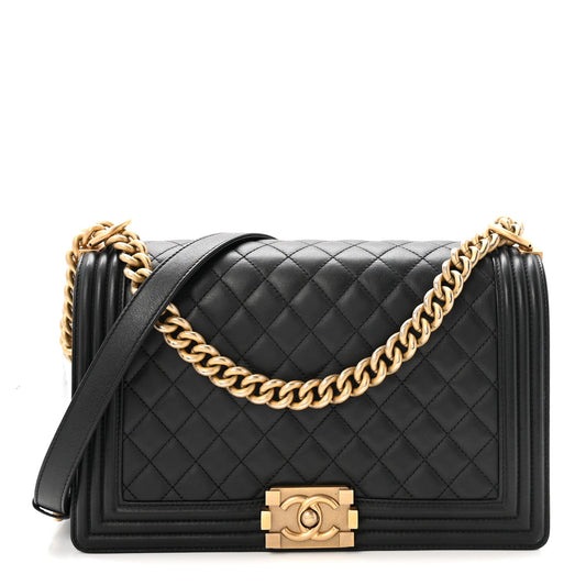 Calfskin Quilted New Medium Boy Flap Black