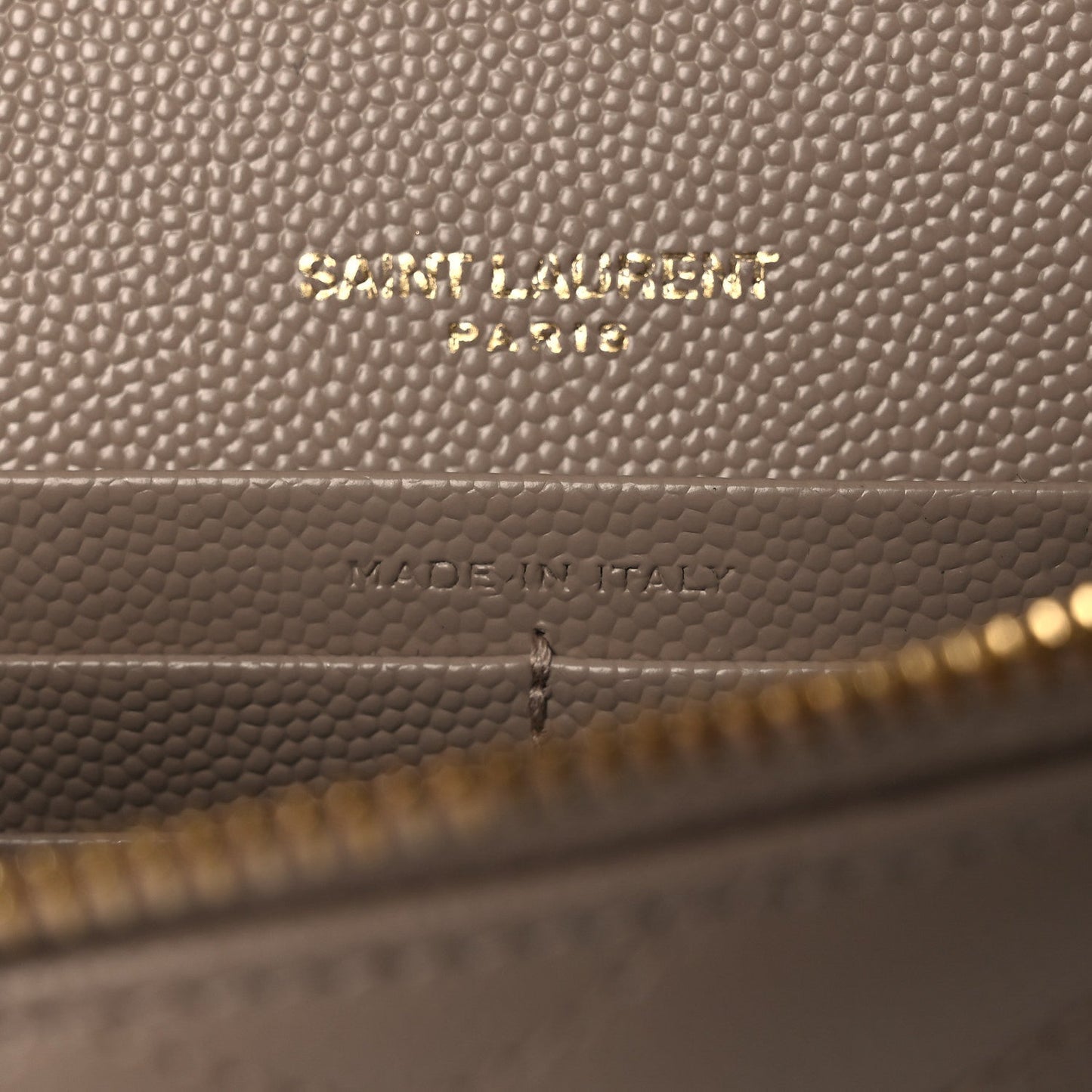 Grain De Poudre Matelasse Chevron Monogram Envelope Chain Wallet Dark Beige