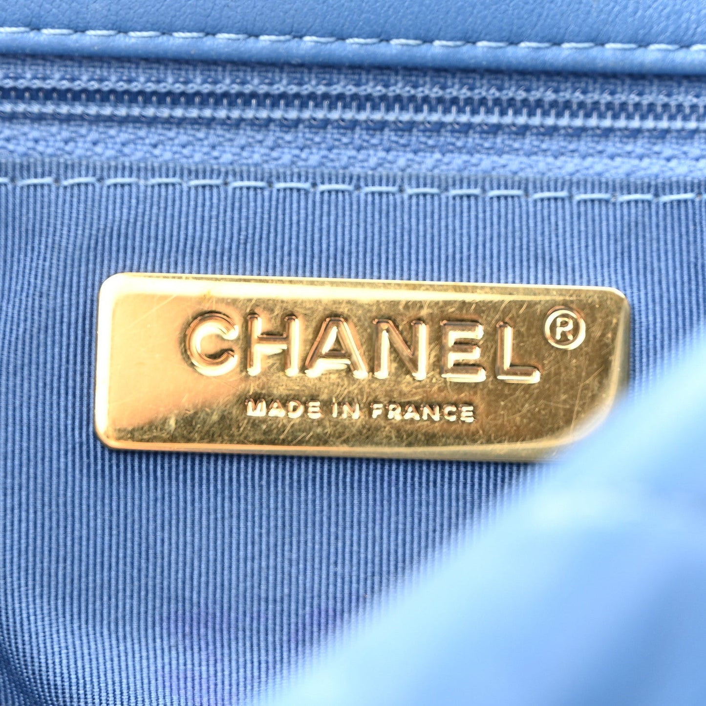 Lambskin Quilted Medium Chanel 19 Flap Blue
