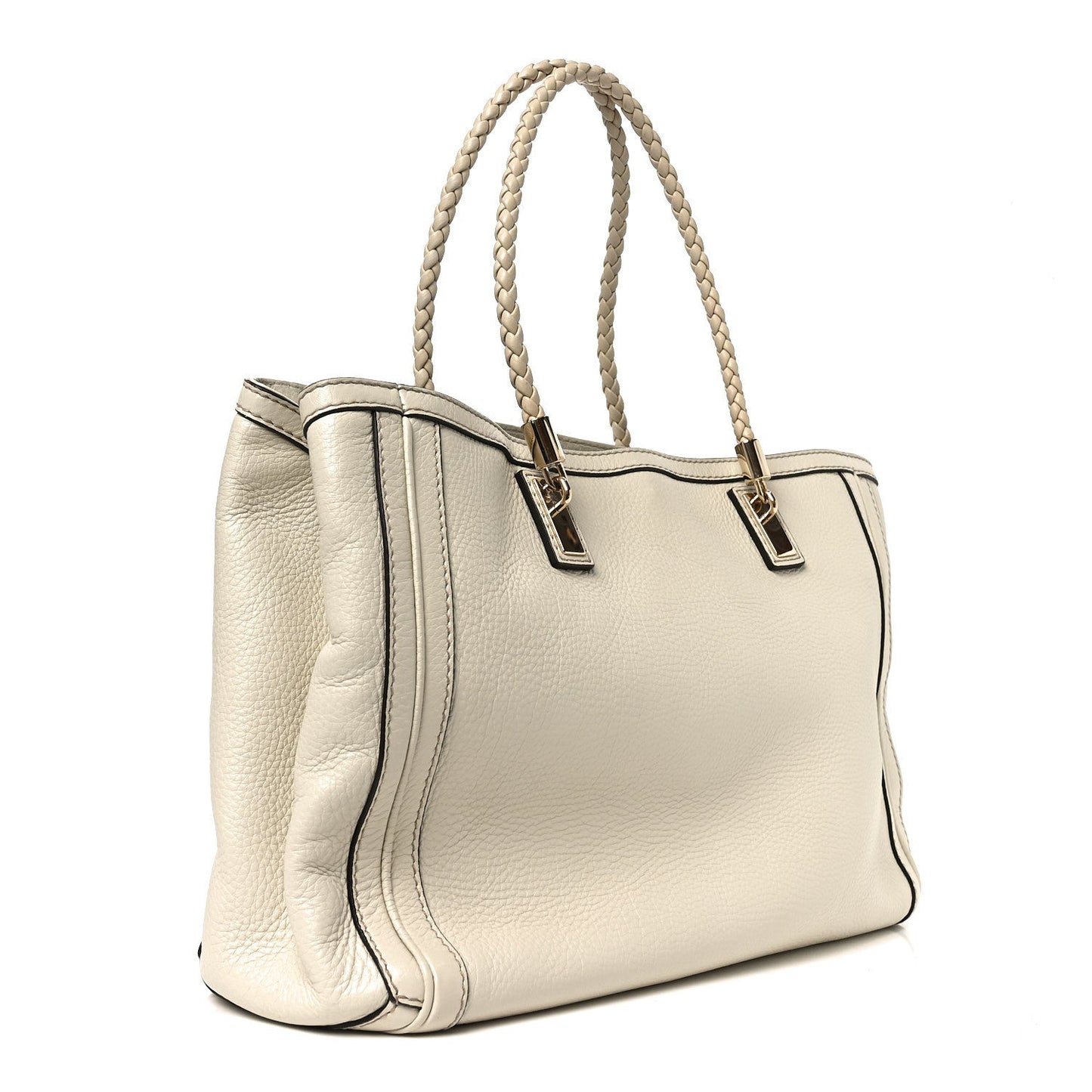 Pebbled Calfskin Medium Bella Tote Off White