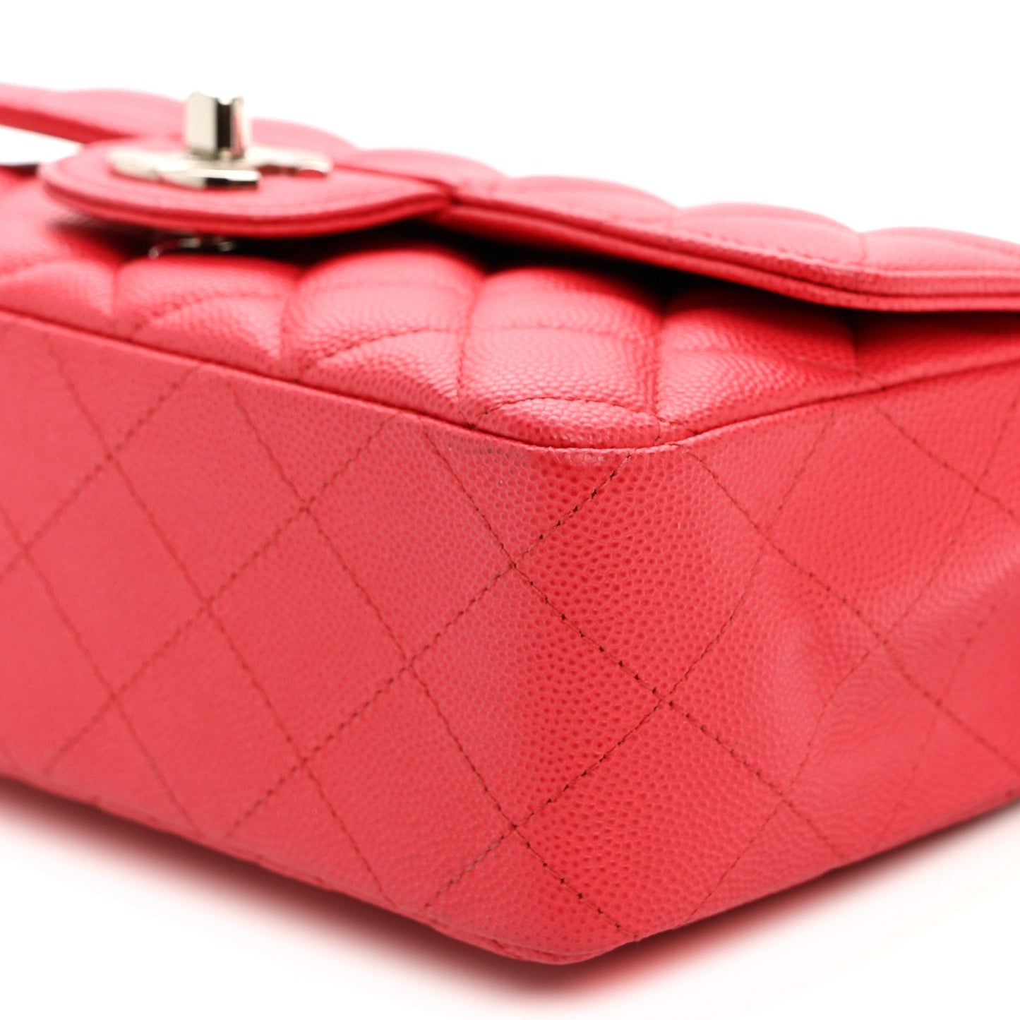 Caviar Quilted Mini Rectangular Flap Dark Pink