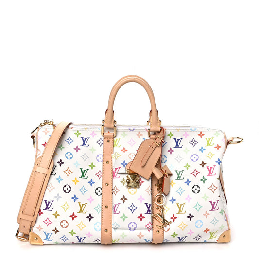 LV X TM Monogram Multicolor Keepall Bandouliere 45 White