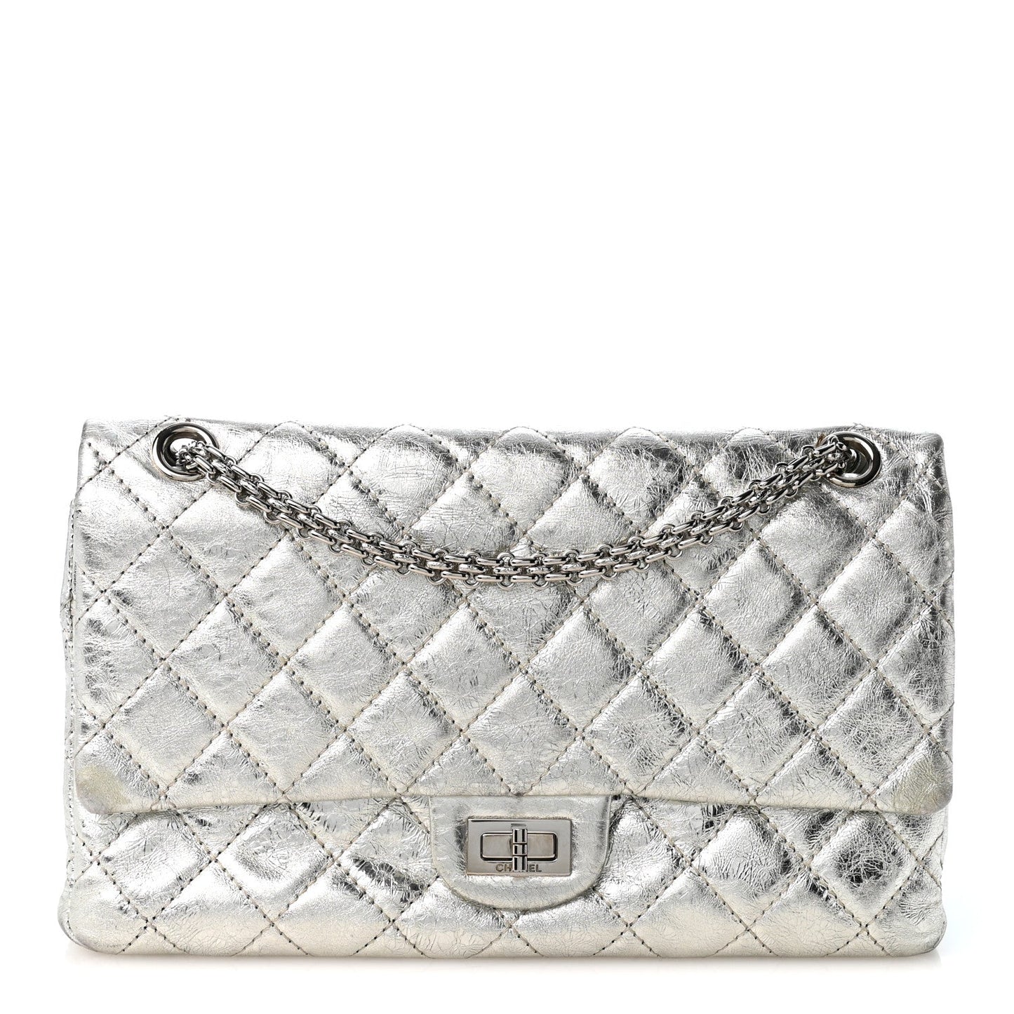 Metallic Aged Calfskin Quilted 2.55 Reissue 226 Flap Silver