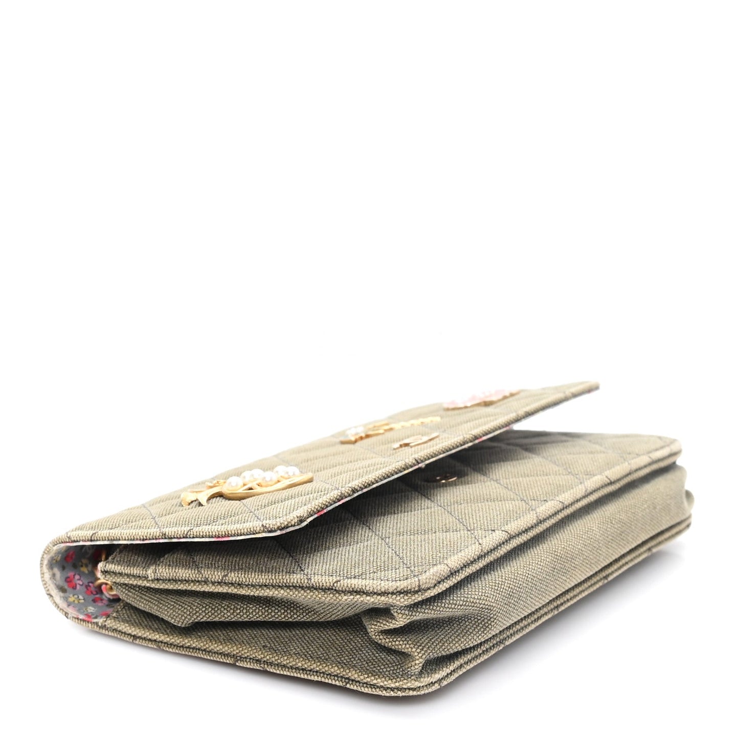 Canvas Quilted Coco Cuba Charms Wallet On Chain WOC Khaki