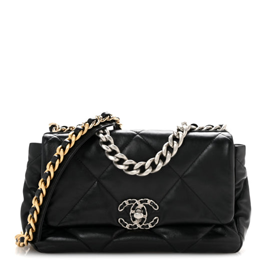 Lambskin Quilted Medium Chanel 19 Flap Black