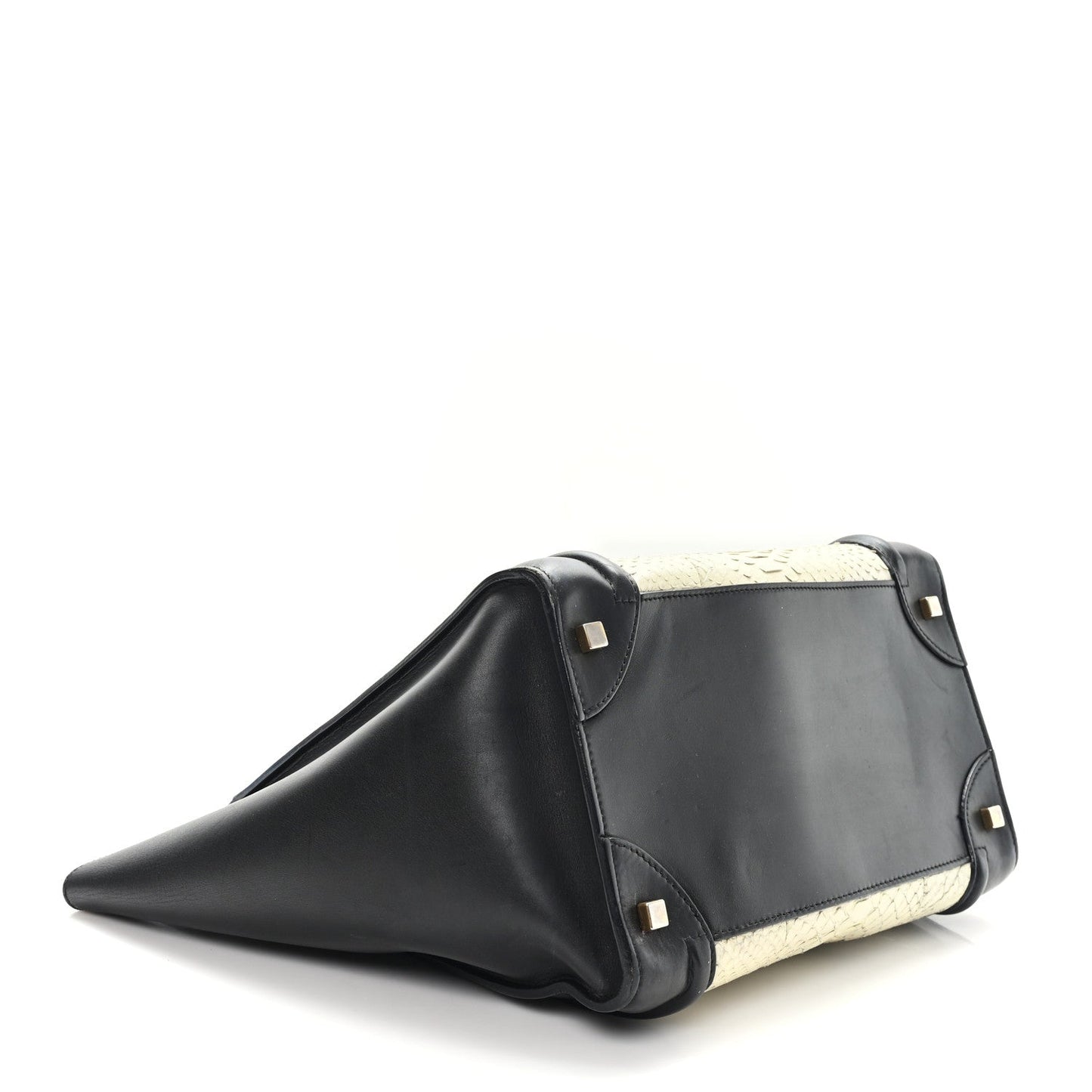 Calfskin Snakeskin Mini Luggage Black White