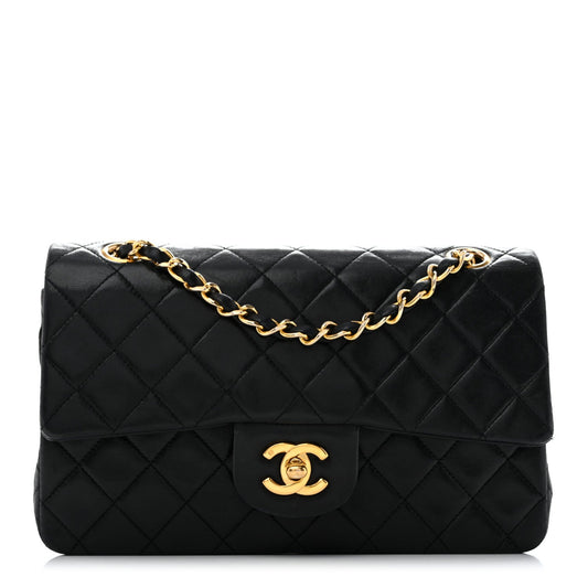 Lambskin Quilted Small Double Flap Black