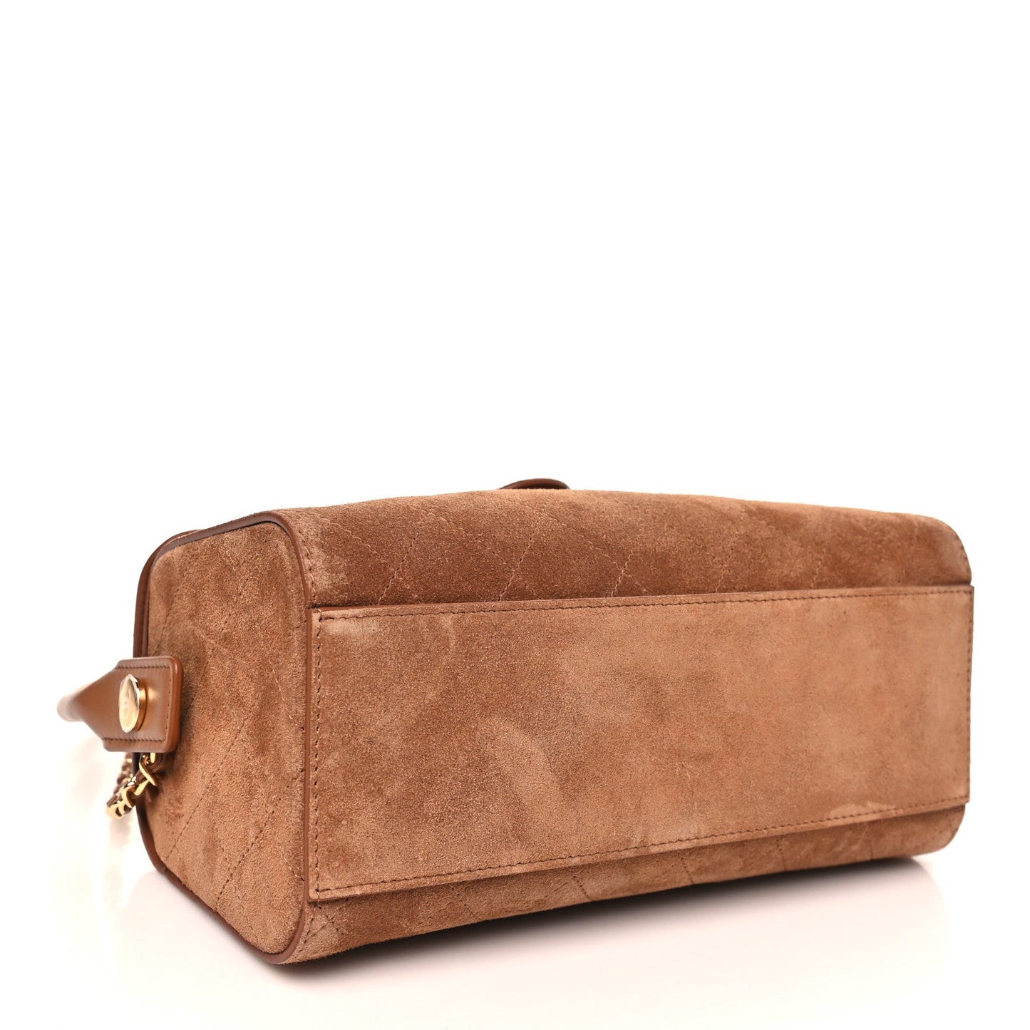 Calfskin Crocodile Embossed Turn Around Clutch With Chain Dark Khaki Camel