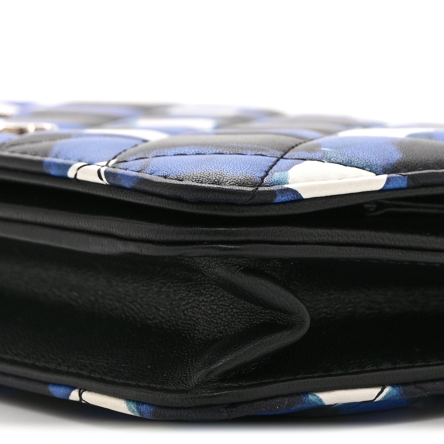 Printed Lambskin Airlines Wallet On Chain WOC White Blue Black