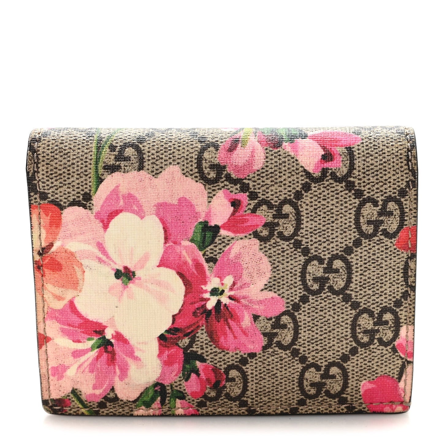 GG Supreme Monogram Blooms Card Case Beige Multicolor Dry Rose