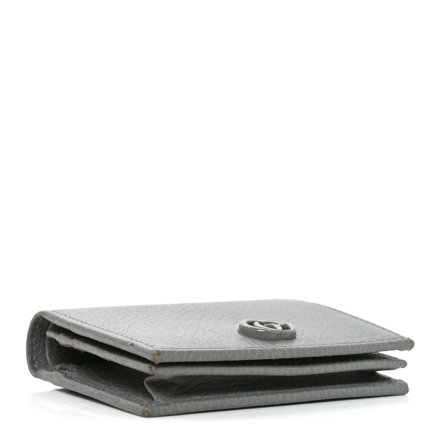 Dollar Calfskin Enamel Monochrome Medium GG Marmont Wallet Deep Grey