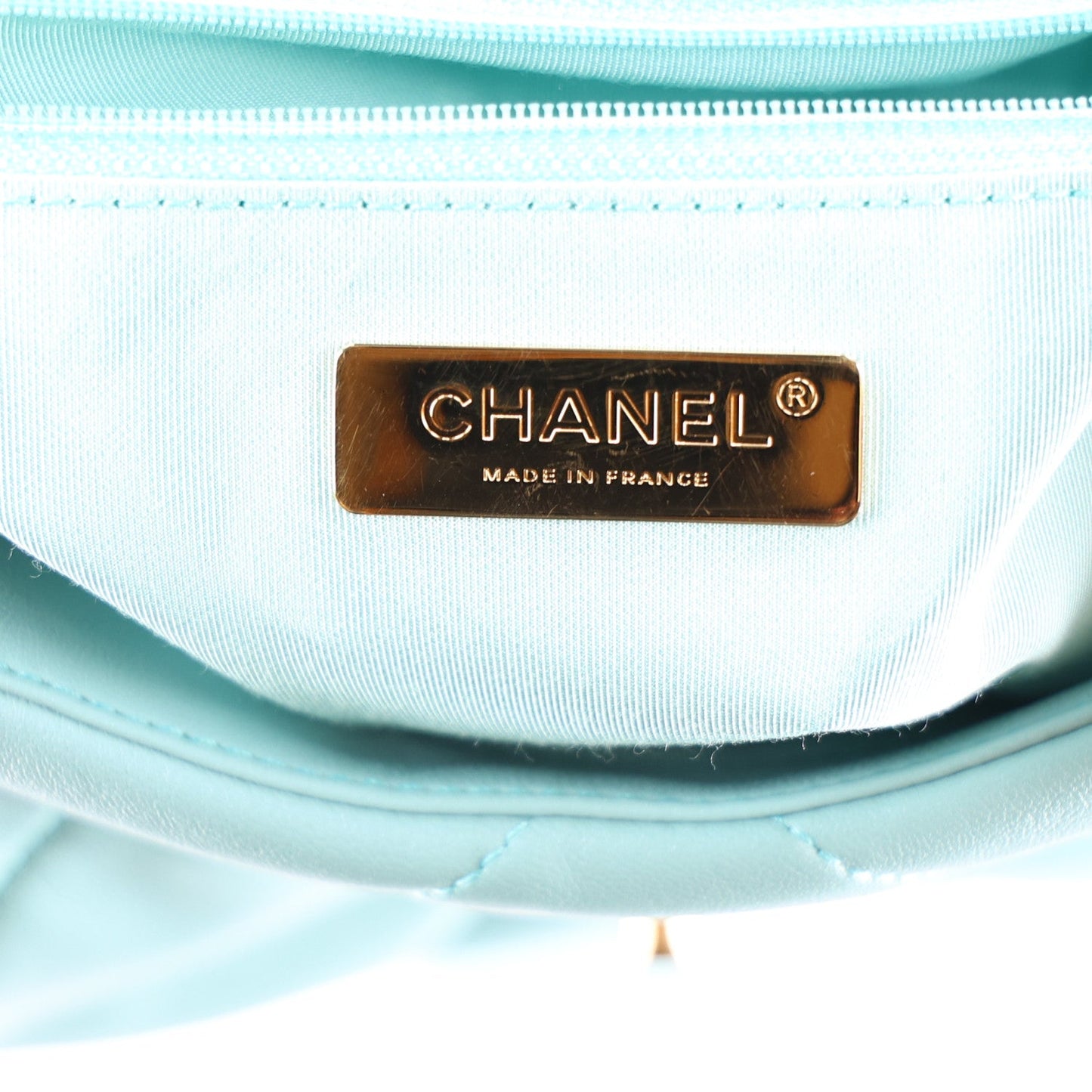 Goatskin Quilted Medium Chanel 19 Flap Light Blue