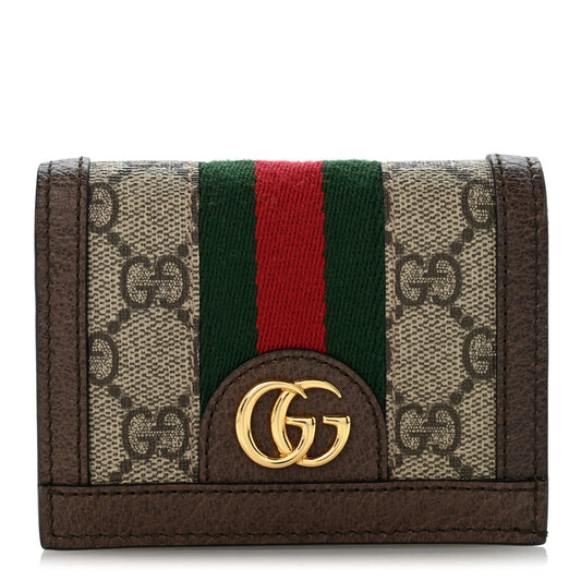 GG Supreme Monogram Web Ophidia Card Case Beige New Acero