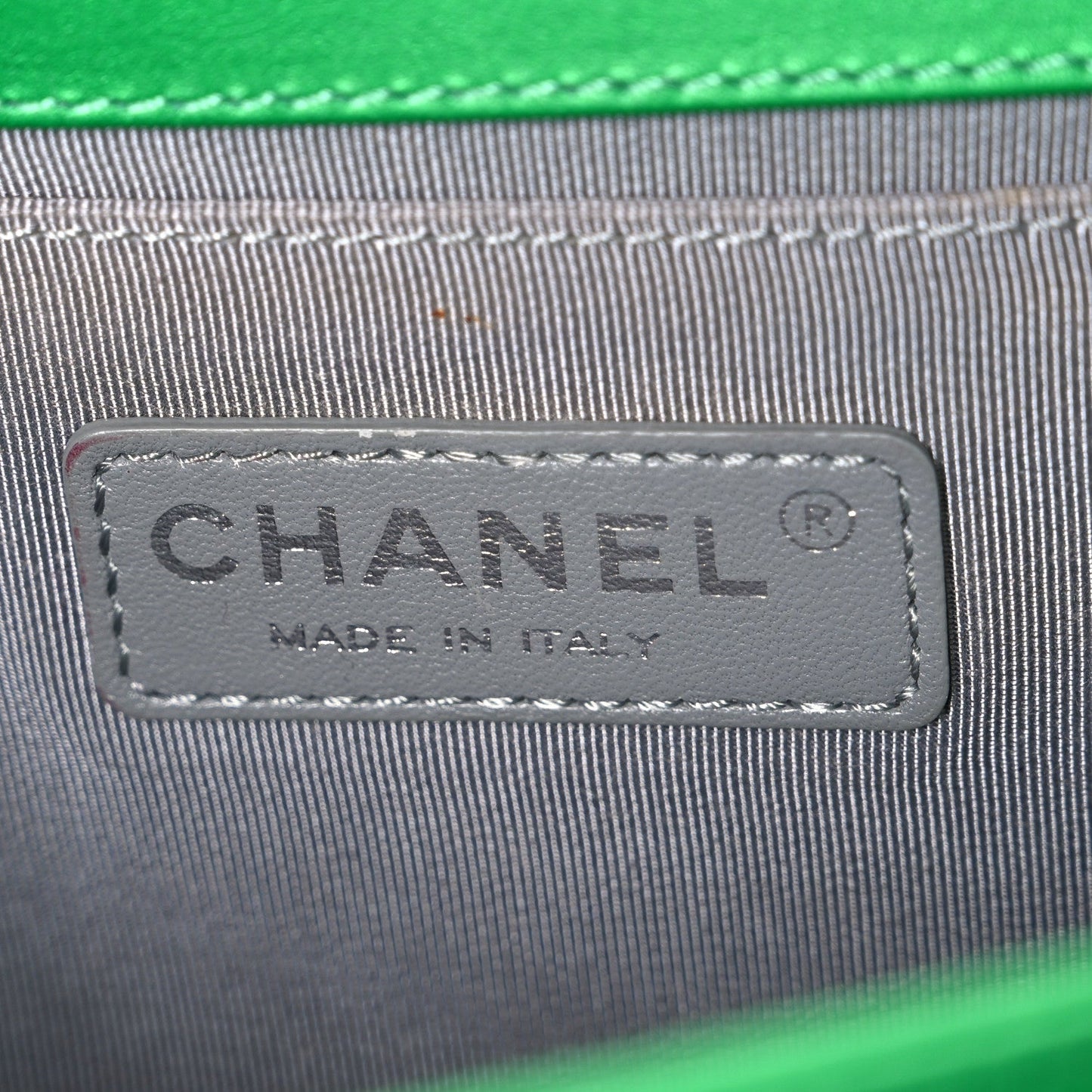 Metallic Calfskin Quilted Medium Boy Flap Green