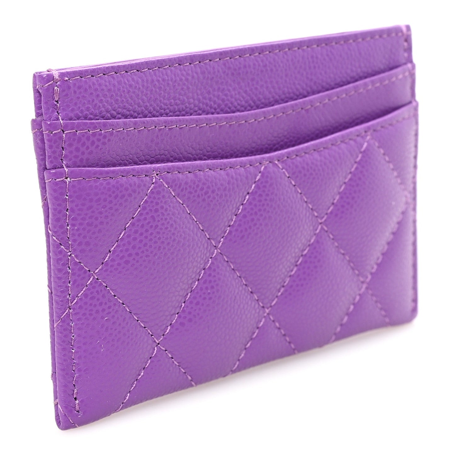 Caviar Quilted Card Holder Purple