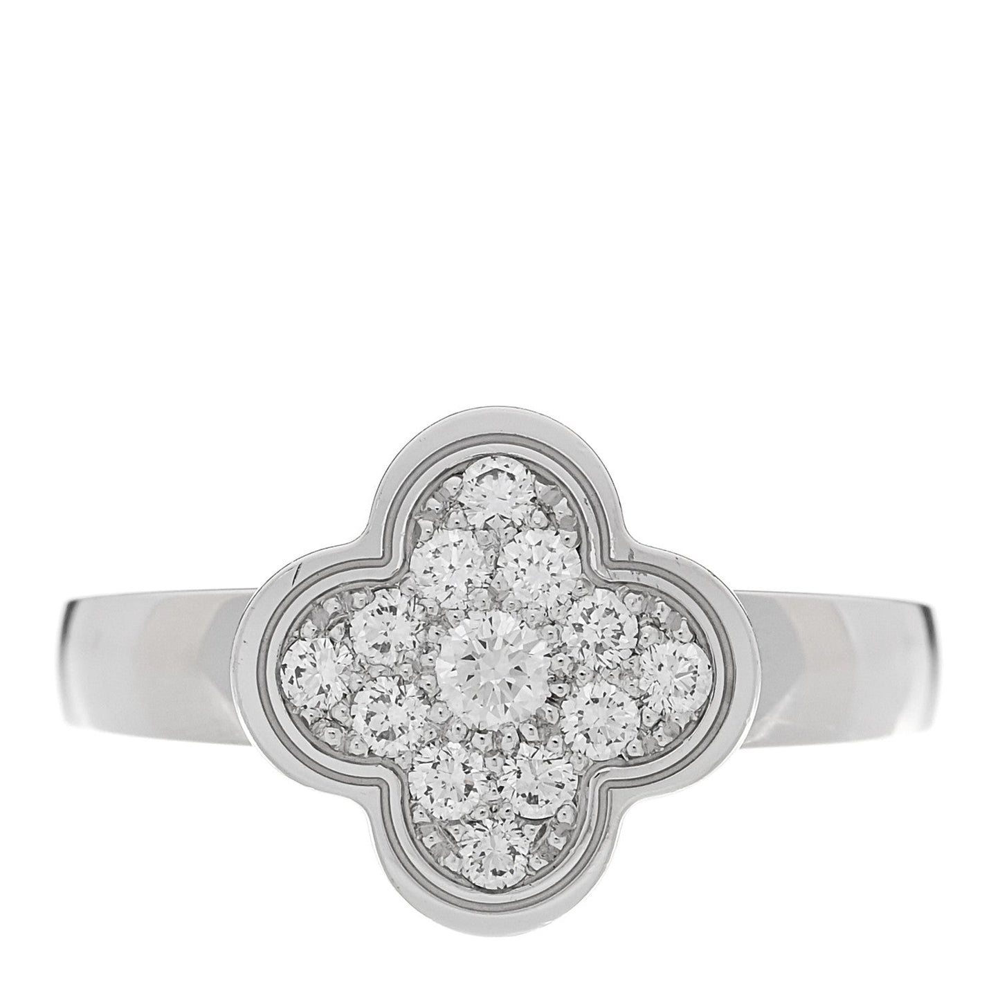 18K White Gold Diamond Pure Alhambra Ring  51 5.75