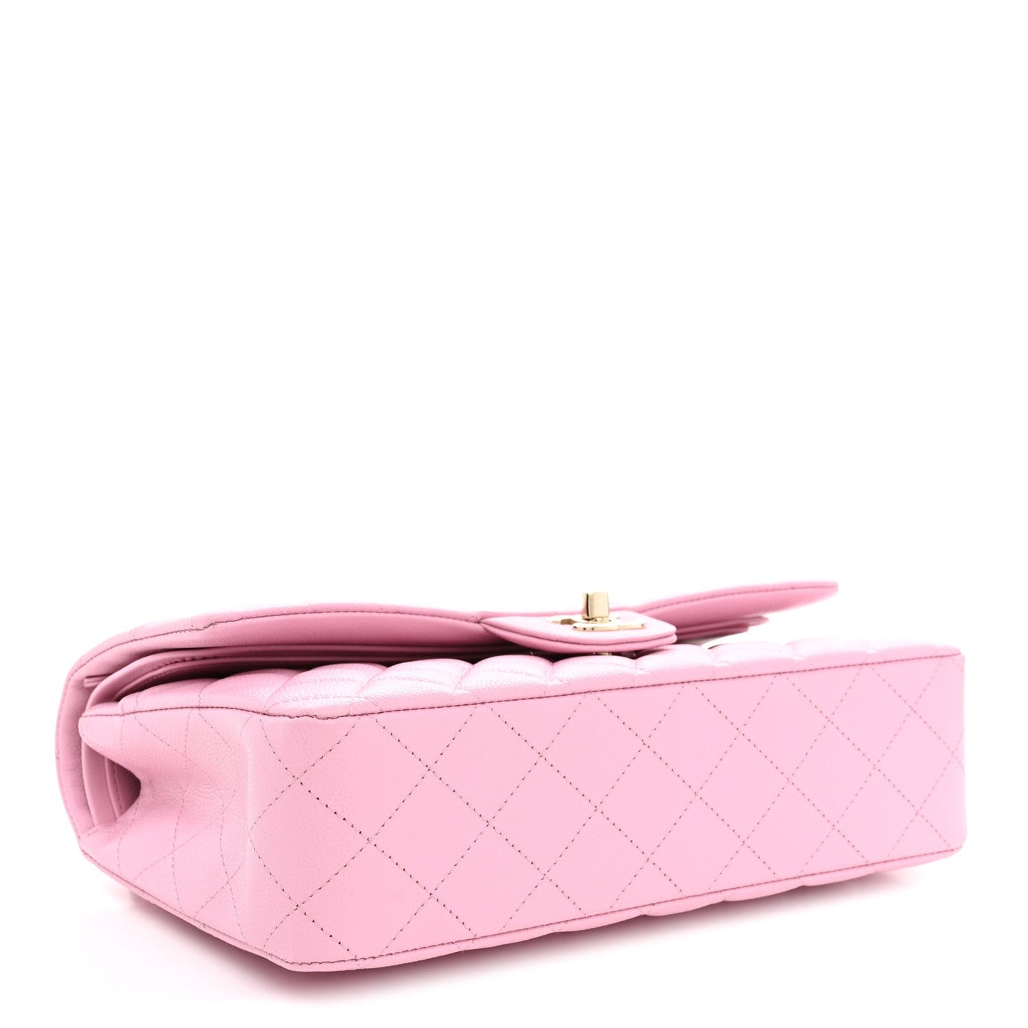 Caviar Quilted Medium Double Flap Light Pink