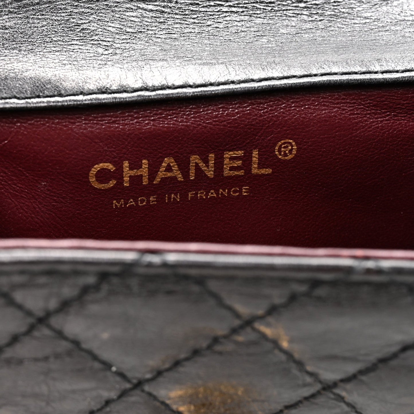 Glazed Calfskin Quilted Reissue Double Flap Clutch Black
