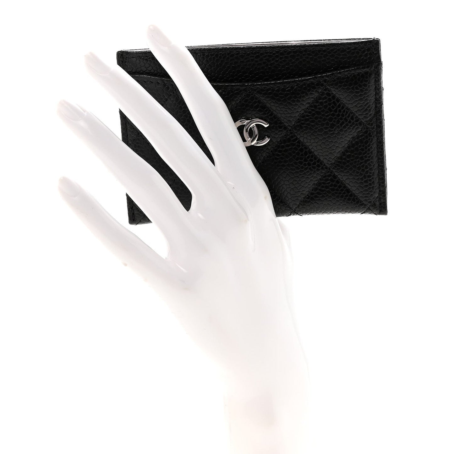 Caviar Quilted Card Holder Black