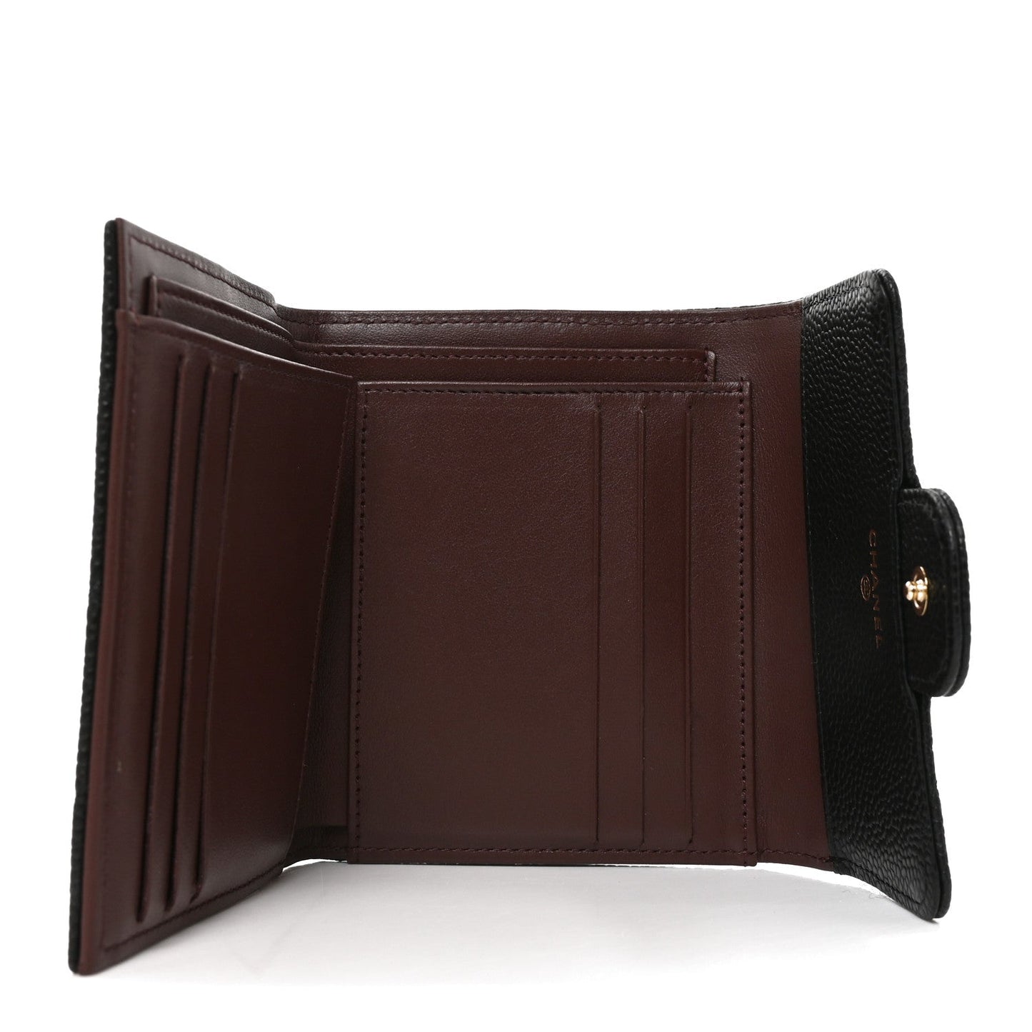 Caviar Quilted Compact Flap Wallet Black