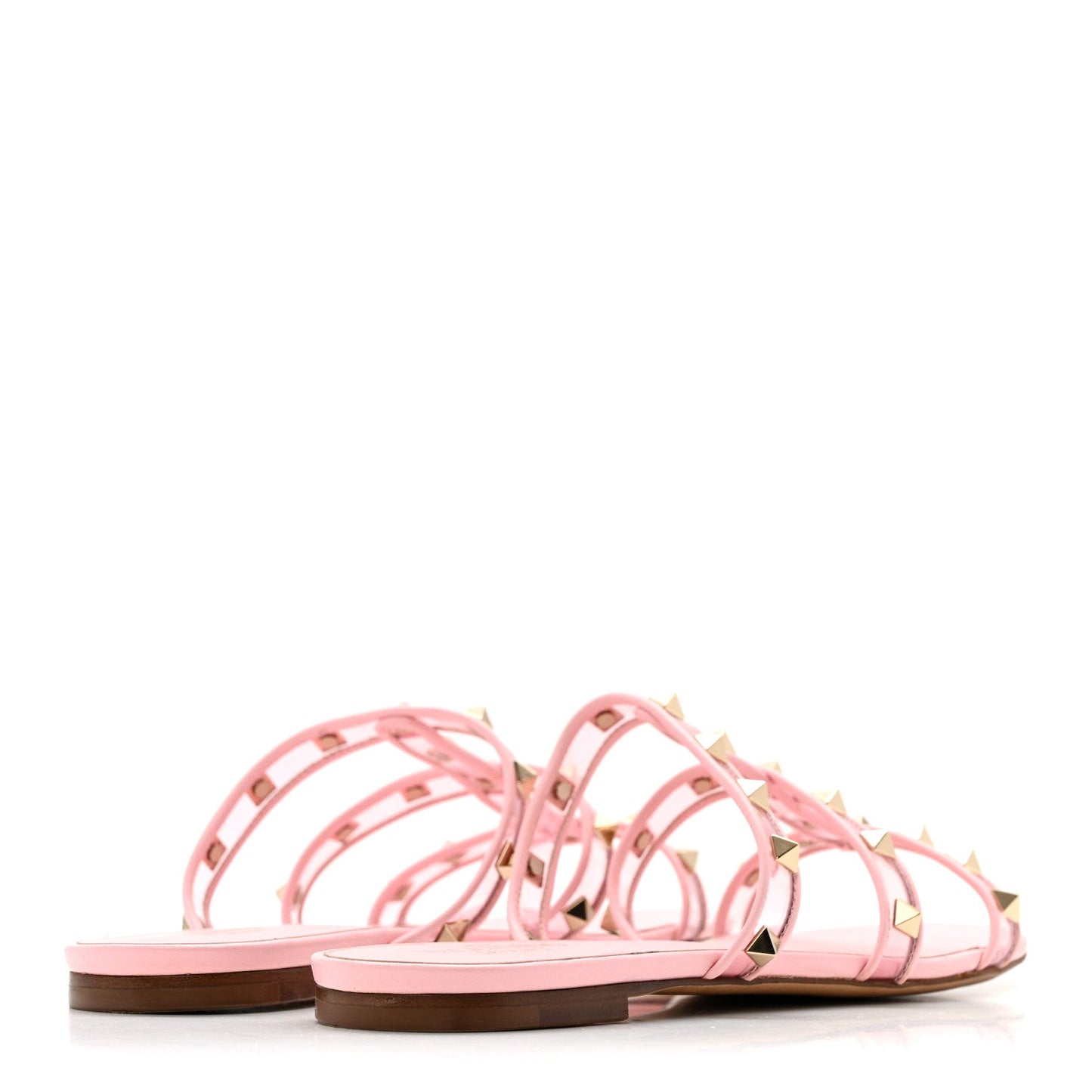Rockstud PVC Caged Flat Slide Sandals 39.5  Pink