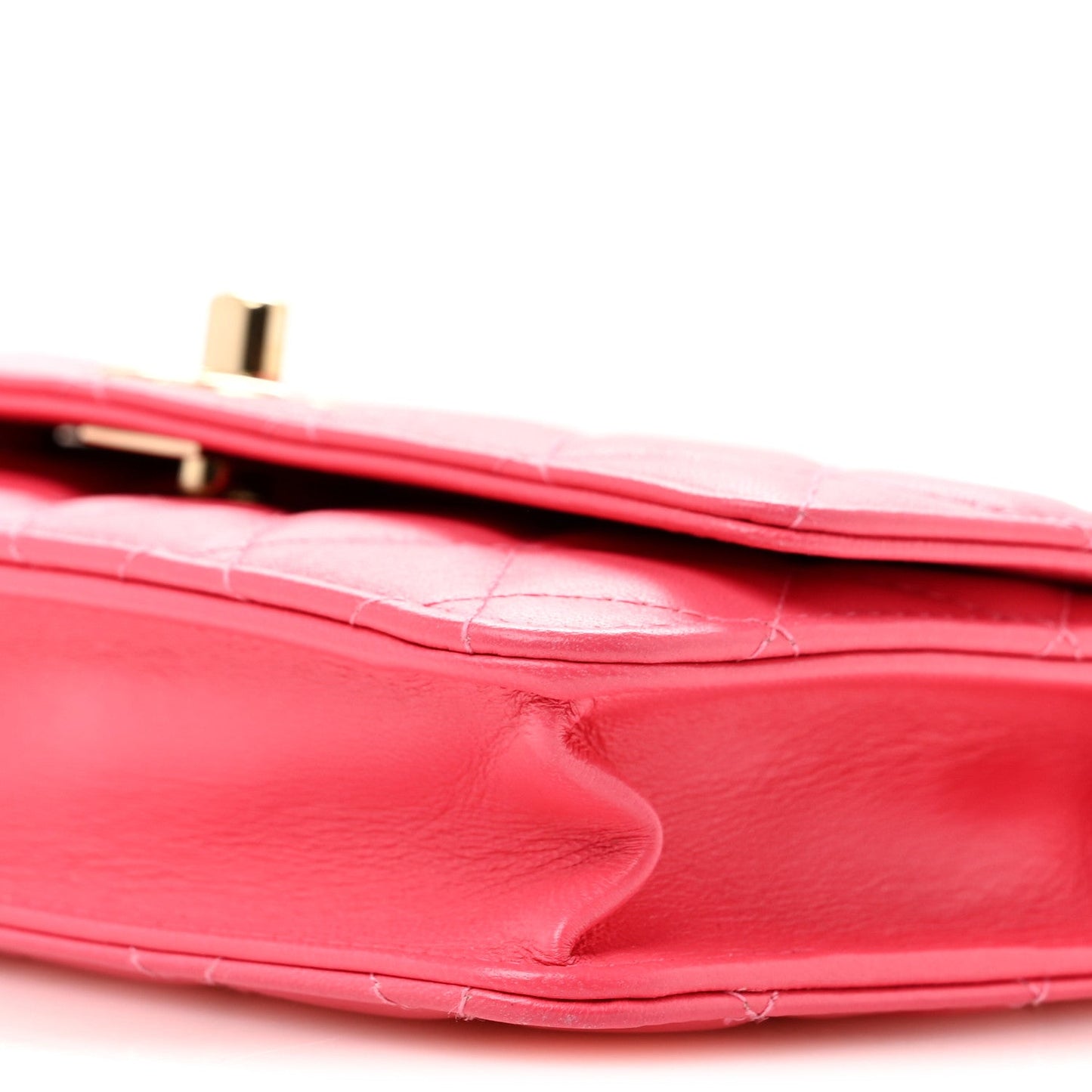 Lambskin Quilted Trendy CC Wallet On Chain WOC Pink